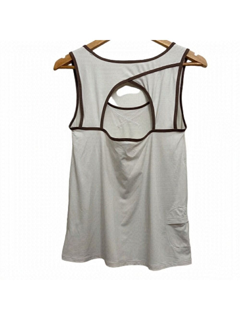 2/40$ LOLE ecru tank top brown open back yoga training sports athletics medium